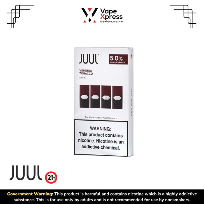 JUUL Pods 5% - Virginia Tobacco 5% - Vape Juice & E Liquids - VapeXpress