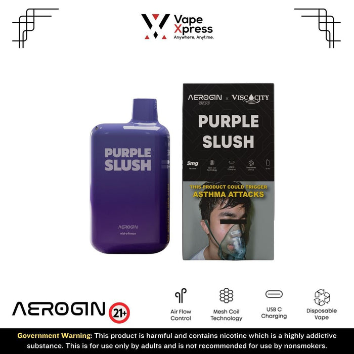 Aerogin 5500 Disposable Vape (Viscocity) - 5500 Puffs - Purple Slush - Disposable Vapes - VapeXpress