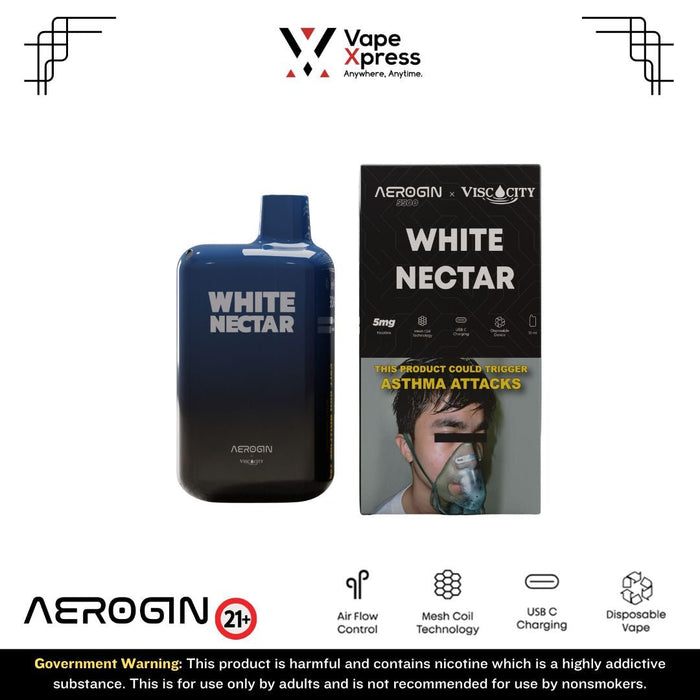 Aerogin 5500 Disposable Vape (Viscocity) - 5500 Puffs - White Nectar - Disposable Vapes - VapeXpress
