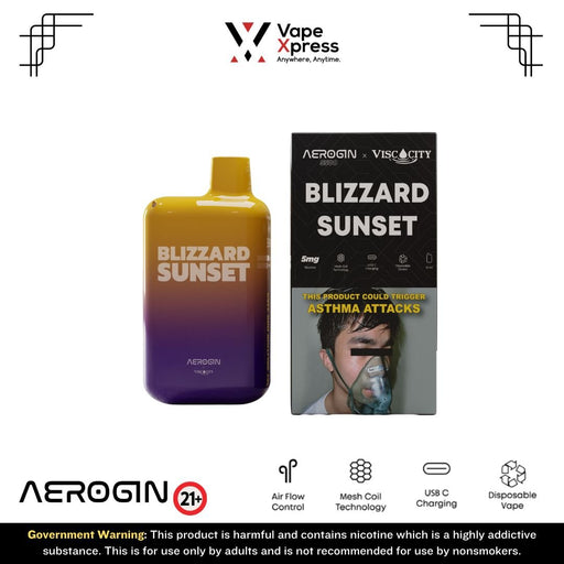 Aerogin 5500 Disposable Vape (Viscocity) - 5500 Puffs - Blizzard Sunset - Disposable Vapes - VapeXpress