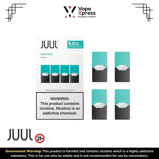 JUUL Pods 5% - Menthol 5% - Vape Juice & E Liquids - VapeXpress