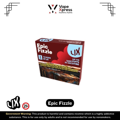 LIX YZ Pods 600 Puffs | 2 Pods (YOOZ Device Compatible) - Epic Fizzle (Iced Lemon Cola) - Vape Juice & E Liquids - VapeXpress