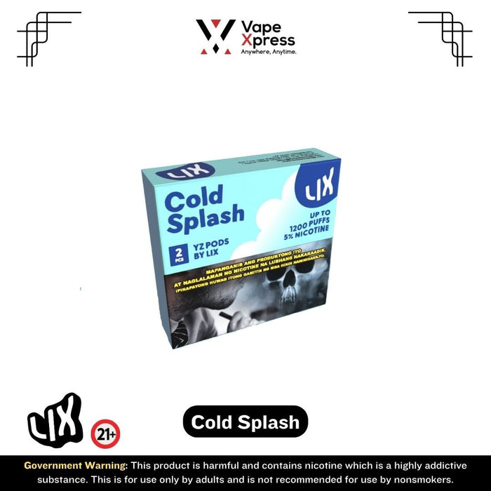 LIX YZ Pods 600 Puffs | 2 Pods (YOOZ Device Compatible) - Cold Splash (Extra Strong Menthol) - Vape Juice & E Liquids - VapeXpress