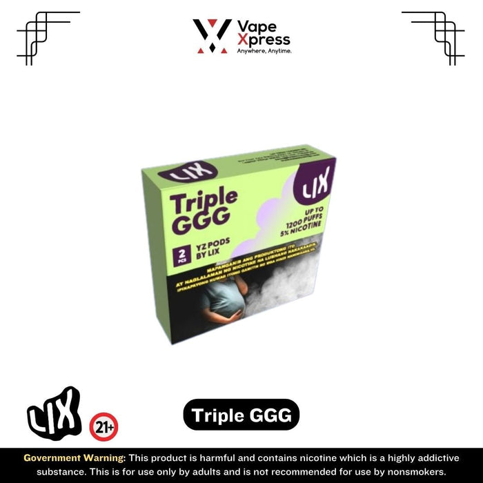 LIX YZ Pods 600 Puffs | 2 Pods (YOOZ Device Compatible) - Triple GGG (Green Grape Gummy) - Vape Juice & E Liquids - VapeXpress