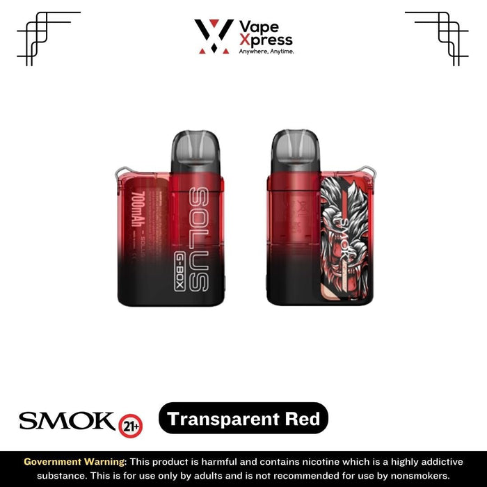 SMOK Solus G BOX Vape Kit 700mAh - Transparent Red - Pod Kits - VapeXpress