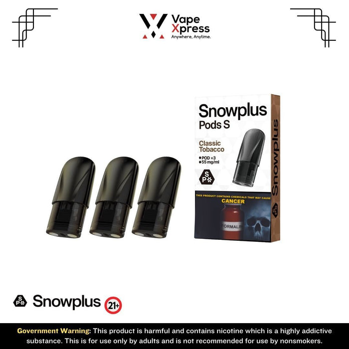 Snowplus Pods 3.0 S (Pack of 3 & Single Pod) - Classic Tobacco (3pods) - Vape Juice & E Liquids - VapeXpress