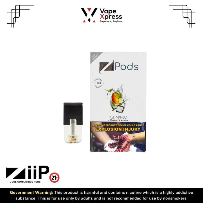 ZiiP Refillable Pods (Pack of 4) - 5% Nicotine - Iced Mango - Vape Juice & E Liquids - VapeXpress
