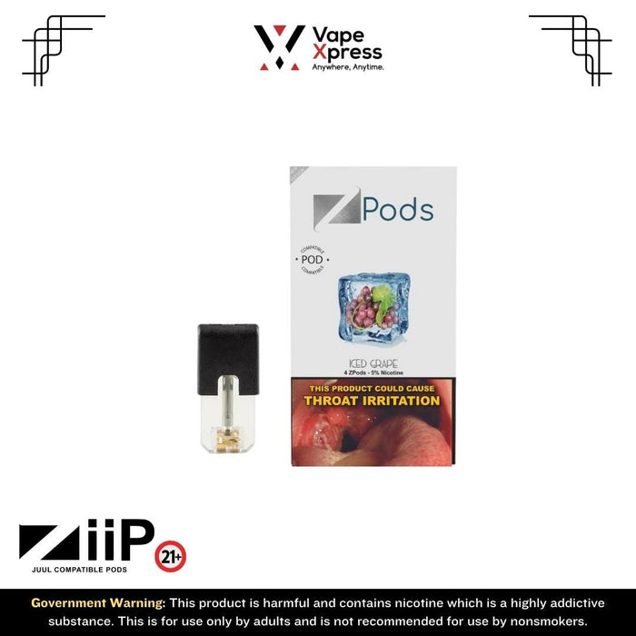 ZiiP Refillable Pods (Pack of 4) - 5% Nicotine - Iced Grape - Vape Juice & E Liquids - VapeXpress