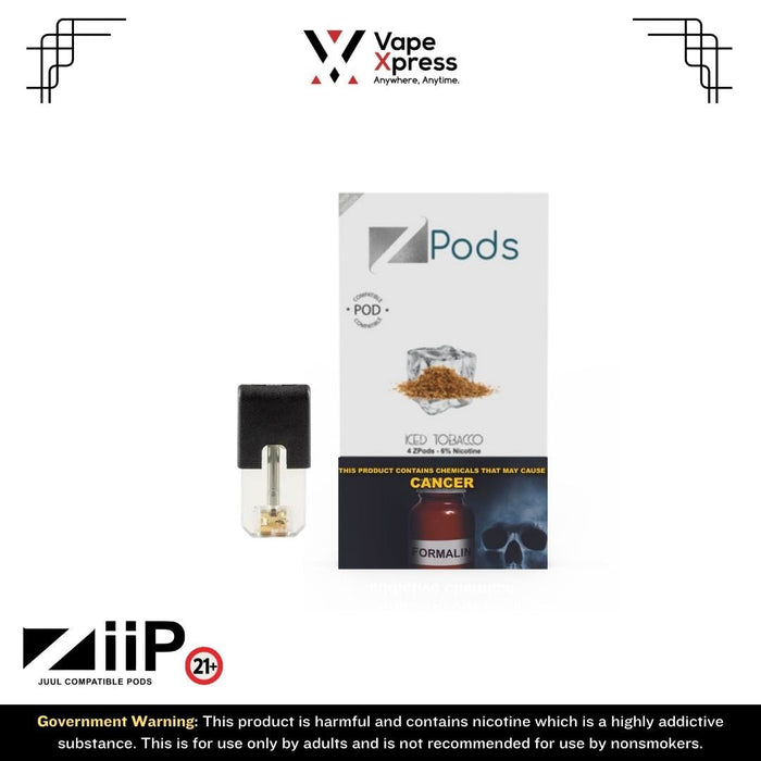 ZiiP Refillable Pods (Pack of 4) - 5% Nicotine - Iced Tobacco - Vape Juice & E Liquids - VapeXpress