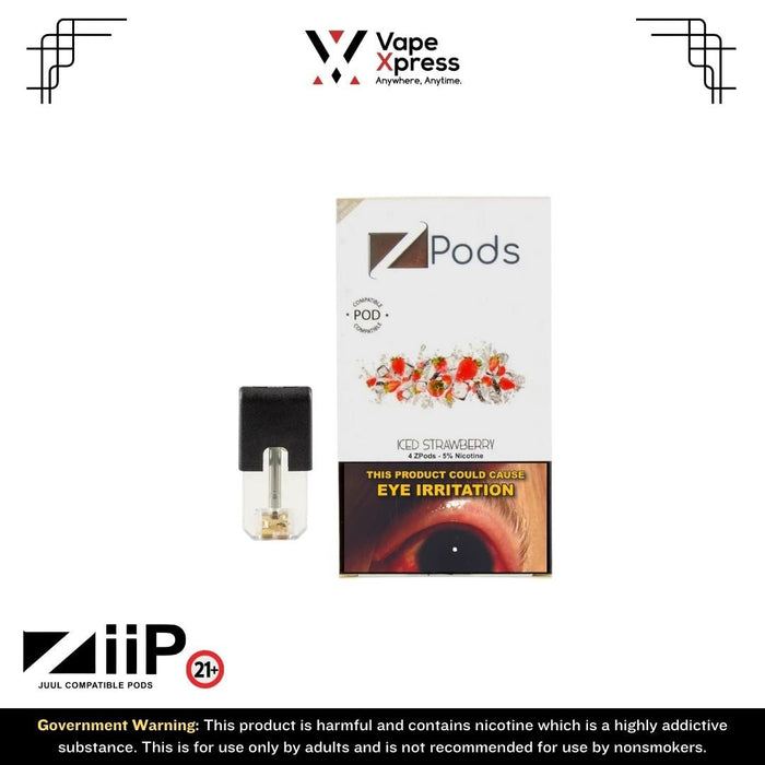 ZiiP Refillable Pods (Pack of 4) - 5% Nicotine - Iced Strawberry - Vape Juice & E Liquids - VapeXpress