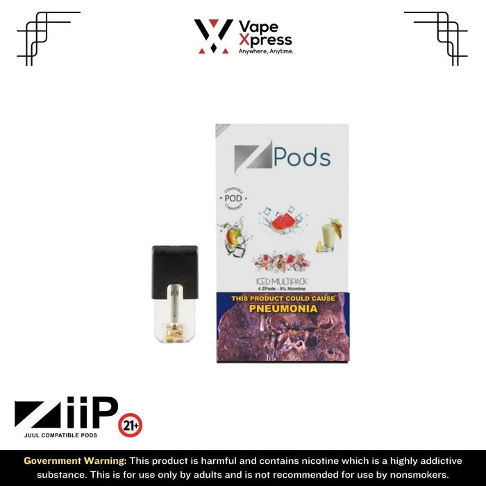 ZiiP Refillable Pods (Pack of 4) - 5% Nicotine - Iced Multipack - Vape Juice & E Liquids - VapeXpress