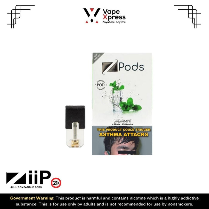 ZiiP Refillable Pods (Pack of 4) - 5% Nicotine - Spearmint - Vape Juice & E Liquids - VapeXpress