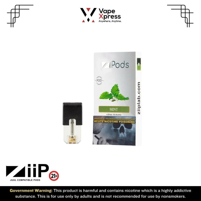 ZiiP Refillable Pods (Pack of 4) - 5% Nicotine - Mint - Vape Juice & E Liquids - VapeXpress